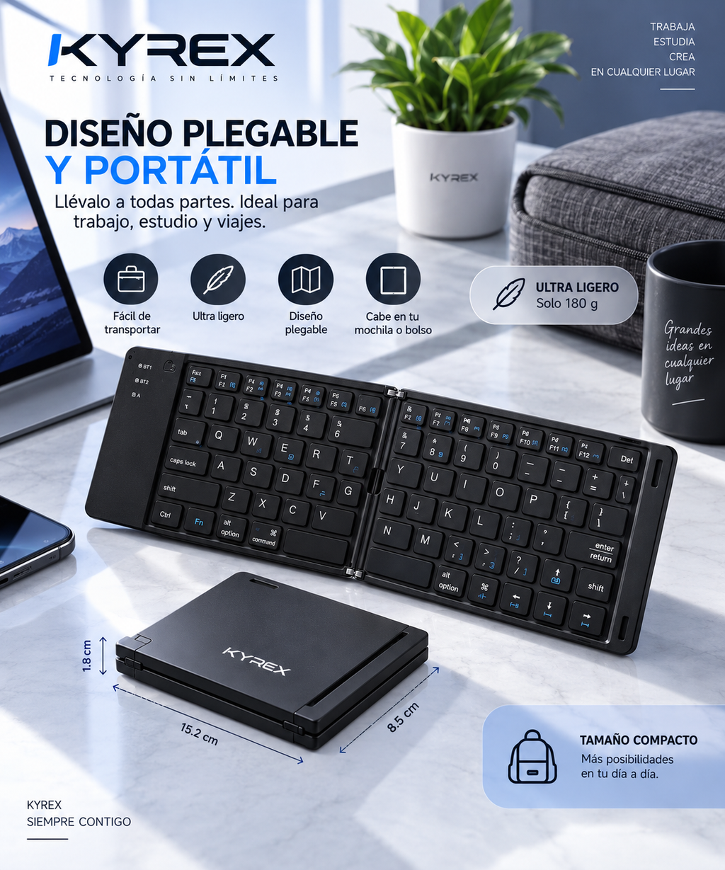 Teclado Bluetooth Plegable KYREX Mini