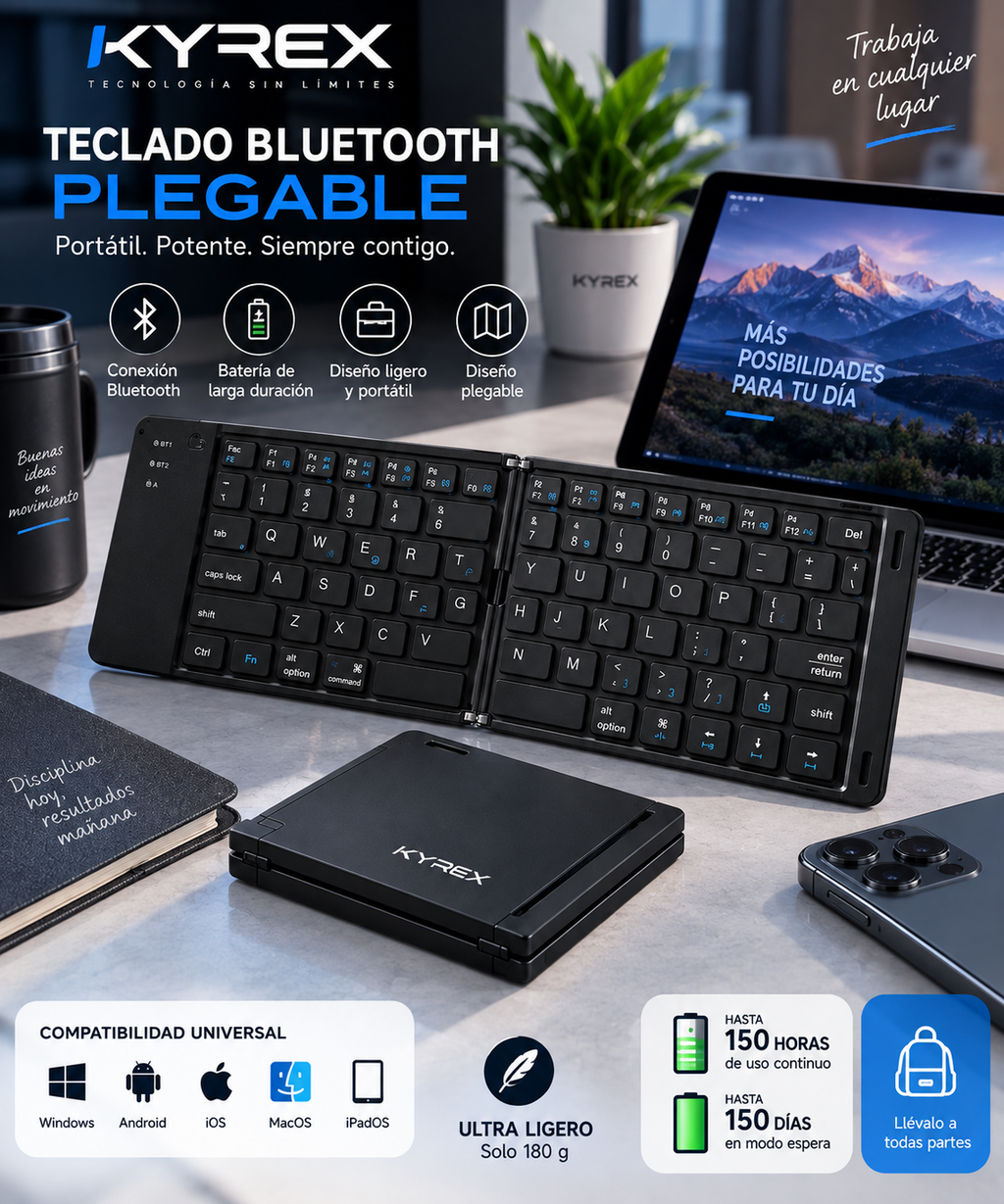 Teclado Bluetooth Plegable KYREX Mini